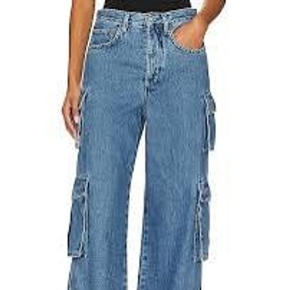 Favorite Daughter The Carly Cargo Super High Rise Wide Leg Jeans size 33